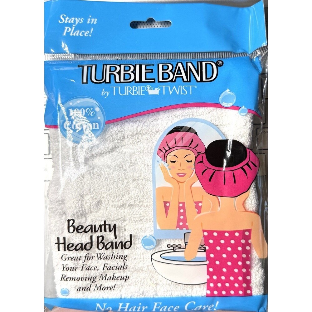 Turbie Band by Turbie Twist Cotton Beauty Head Band - White - One Size Fits